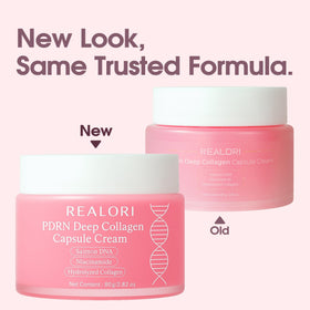realori label close-up showing key ingredients like PDRN and vitamin C