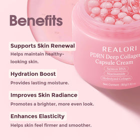 realori open jar with visible golden capsules showcasing targeted actives