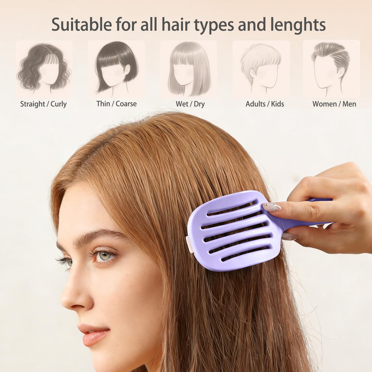 Rebex close-up of flexible bristles that gently detangle without breakage
