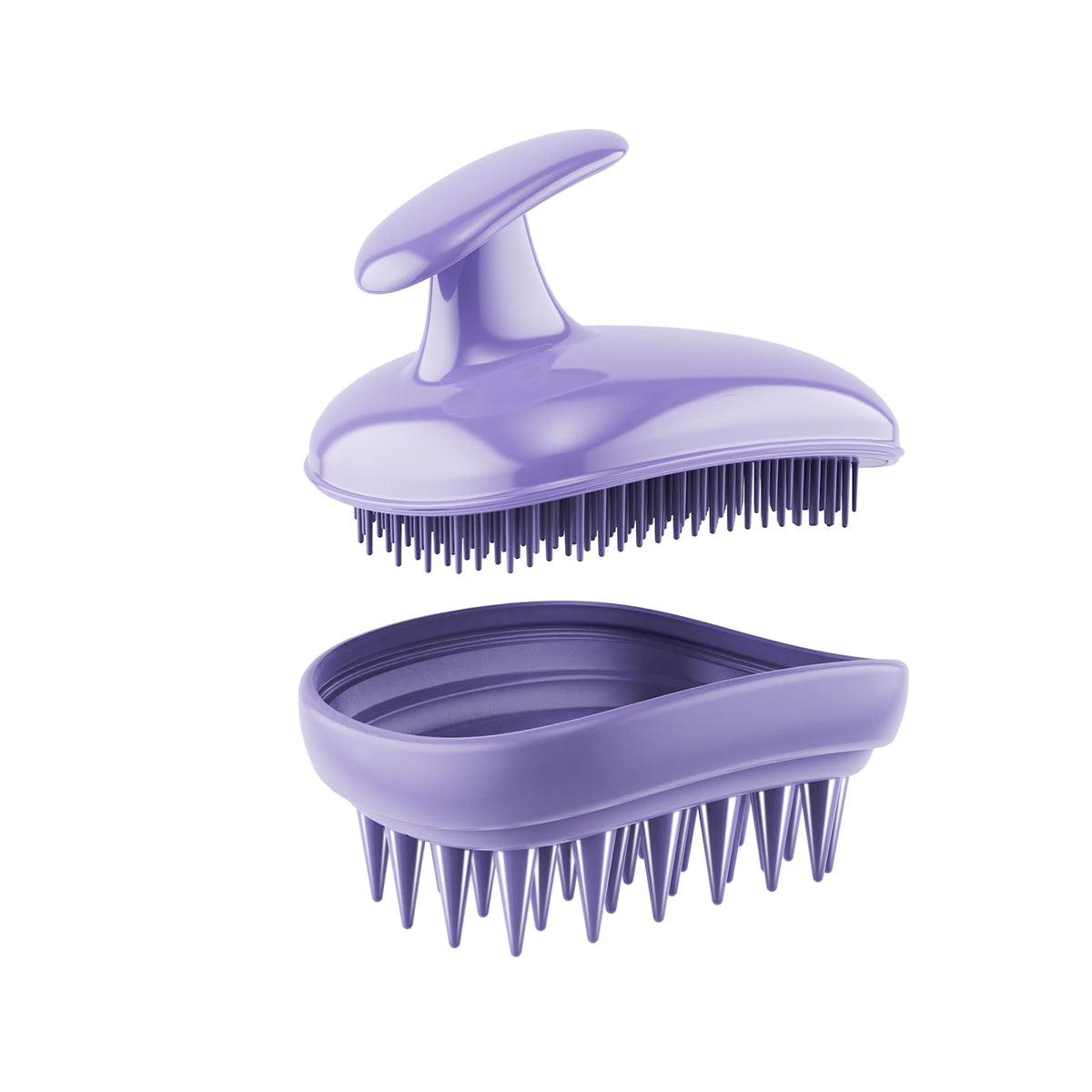 Rebex front view of purple brush showing shape and easy grip for comfortable use