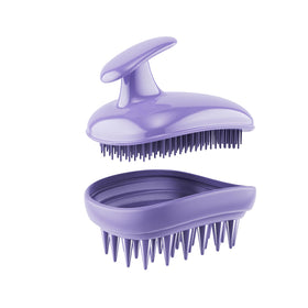 Rebex front view of purple brush showing shape and easy grip for comfortable use