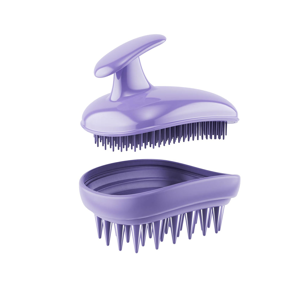 Rebex front view of purple brush showing shape and easy grip for comfortable use