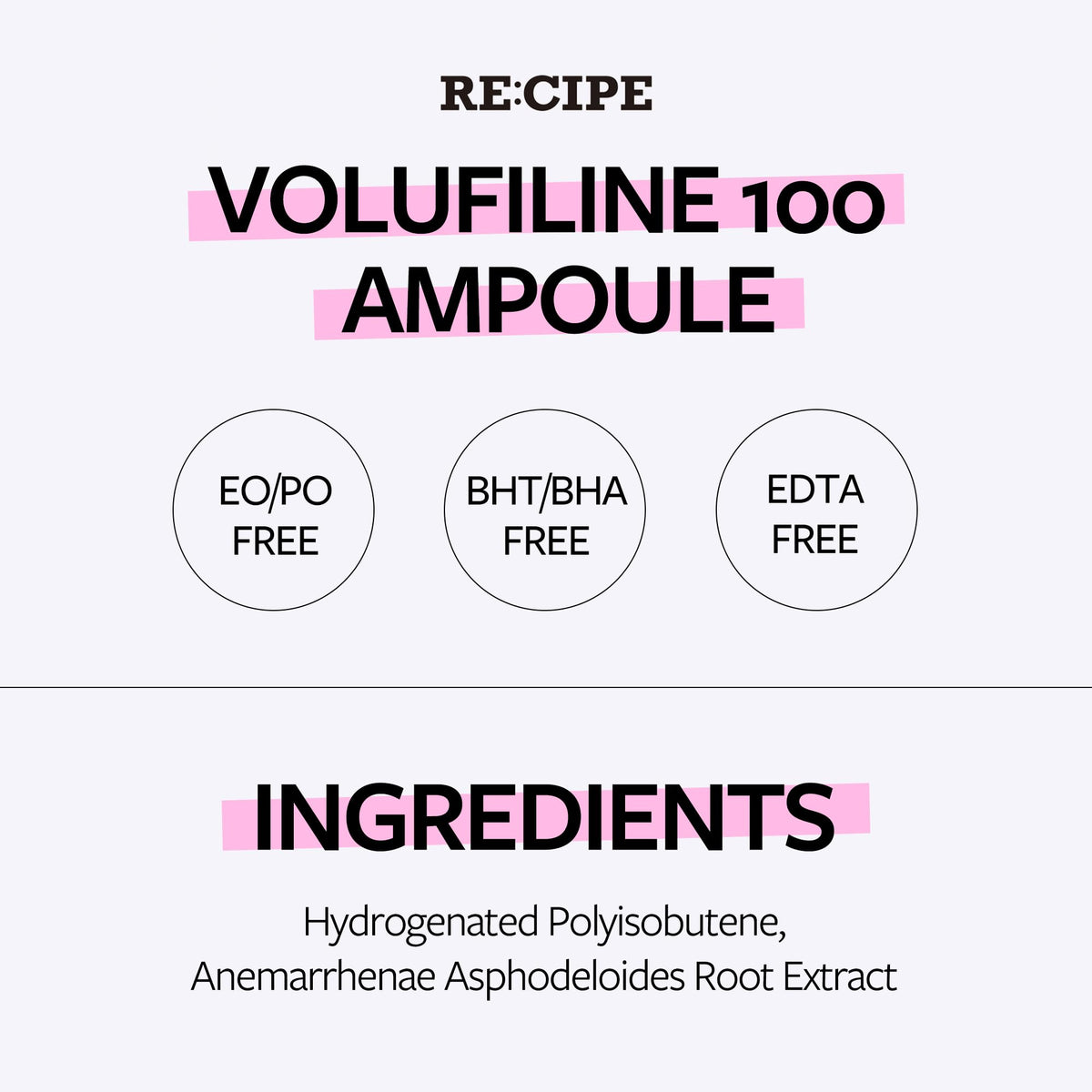 RE:CIPE ampoule next to a ruler to show compact 0.33 fl oz size and travel-friendly design