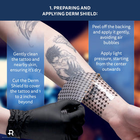 Recovery Aftercare patch applied on arm protecting fresh tattoo from friction