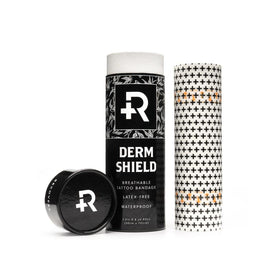 Recovery Derm Shield roll front showing product and size benefits