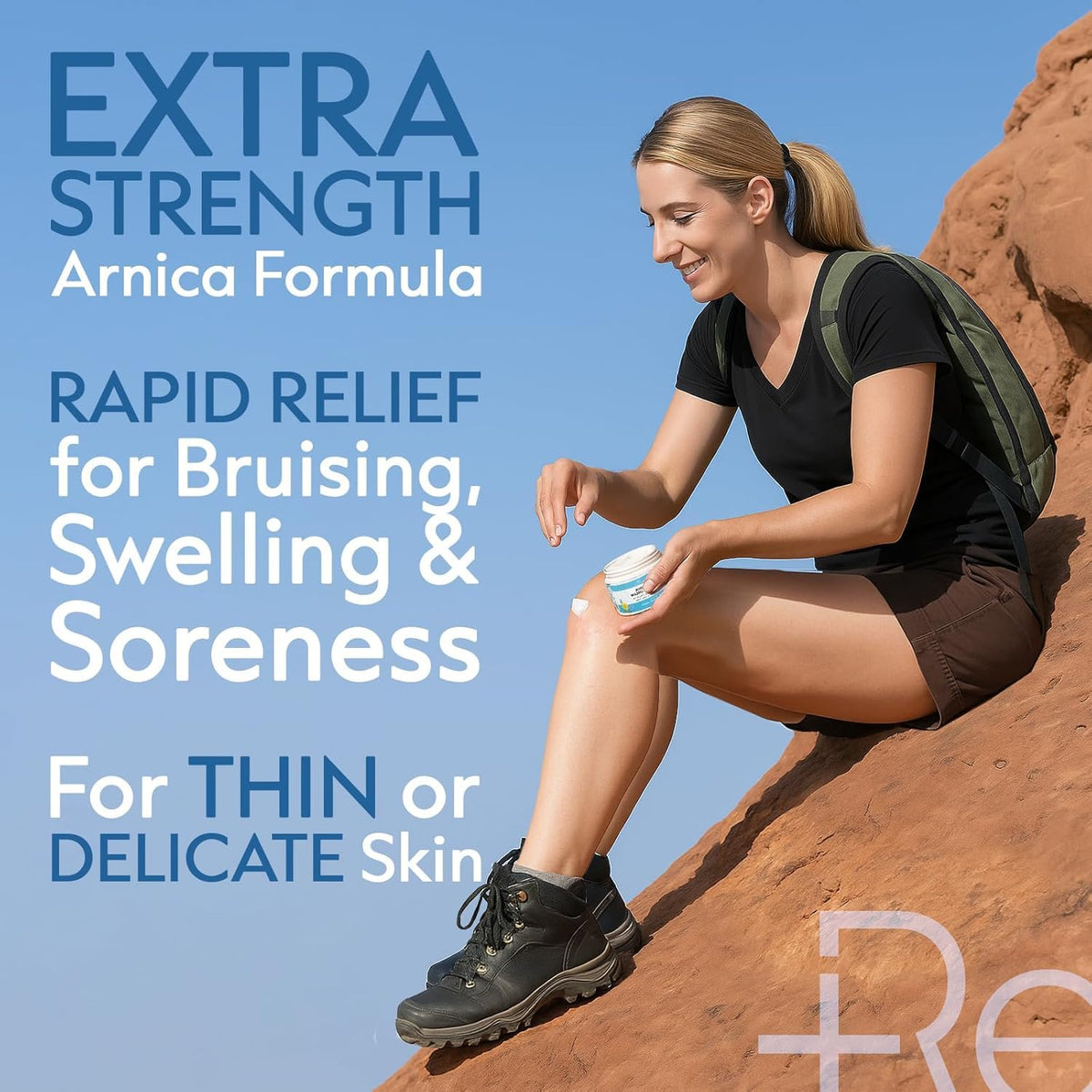 Recuren Plus cream texture on fingertip, demonstrating smooth fast-absorbing consistency