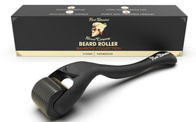 red-blooded front view of derma roller showing compact design and easy grip benefit