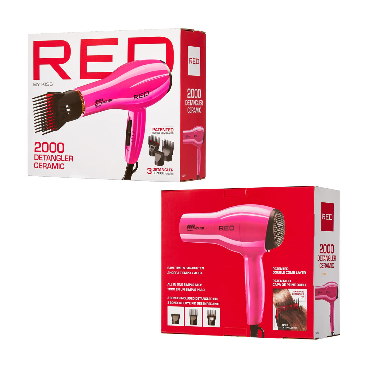 RED by KISS dryer in use on curly hair demonstrating detangling and reduced frizz