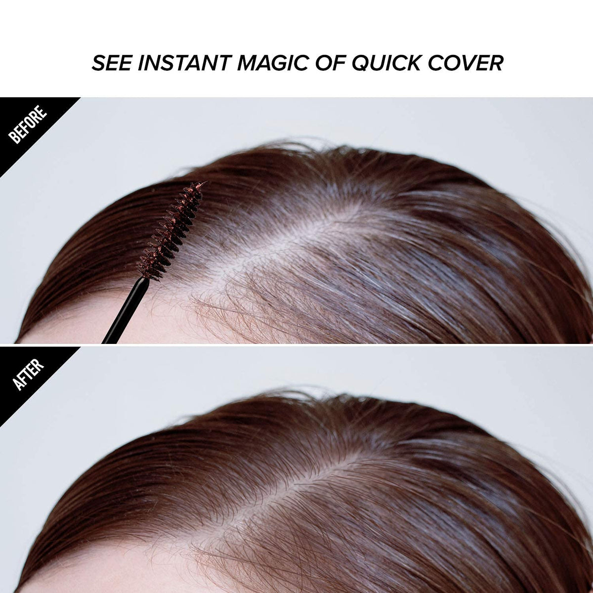 RED by KISS application on hairline showing concealed roots and natural blending benefit