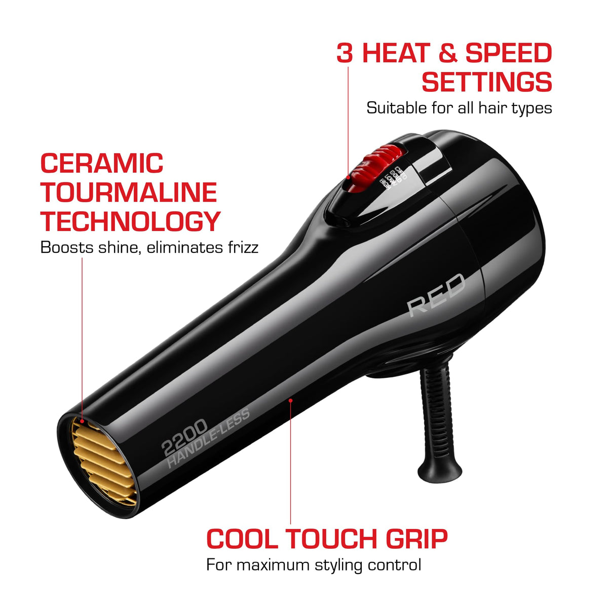 RED by Kiss barrel and grip detail illustrating balance and control for salon-like results