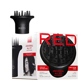 Red by Kiss diffuser front view showing compact design and faster drying benefit