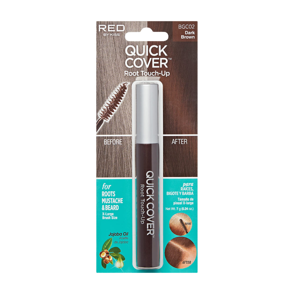 RED by KISS front packaging showing Dark Brown shade and product name for quick reference