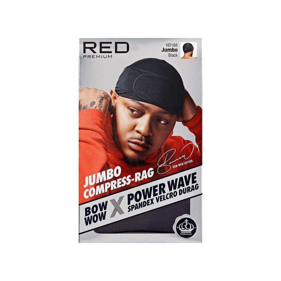 Red by Kiss front view of jumbo durag showing sleek tail-less profile and modern style benefit