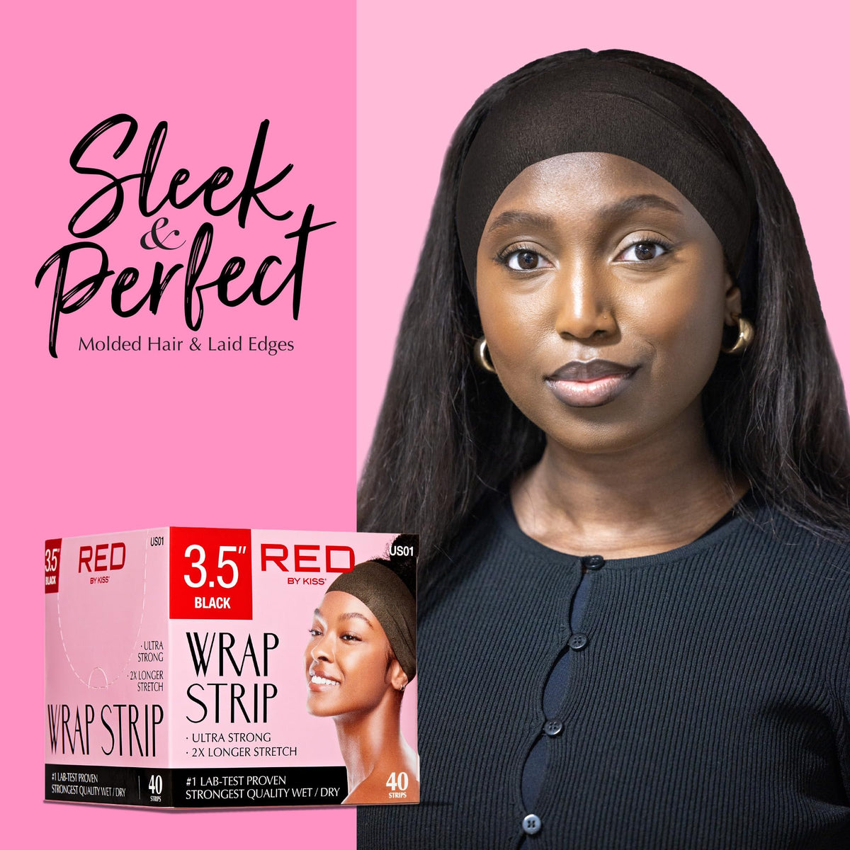Salon stylist applying Red by Kiss strip during styling for polished finish