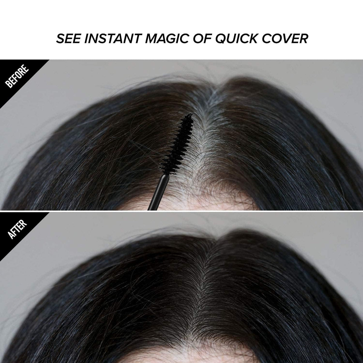 RED by KISS being used on scalp to cover roots quickly and discreetly