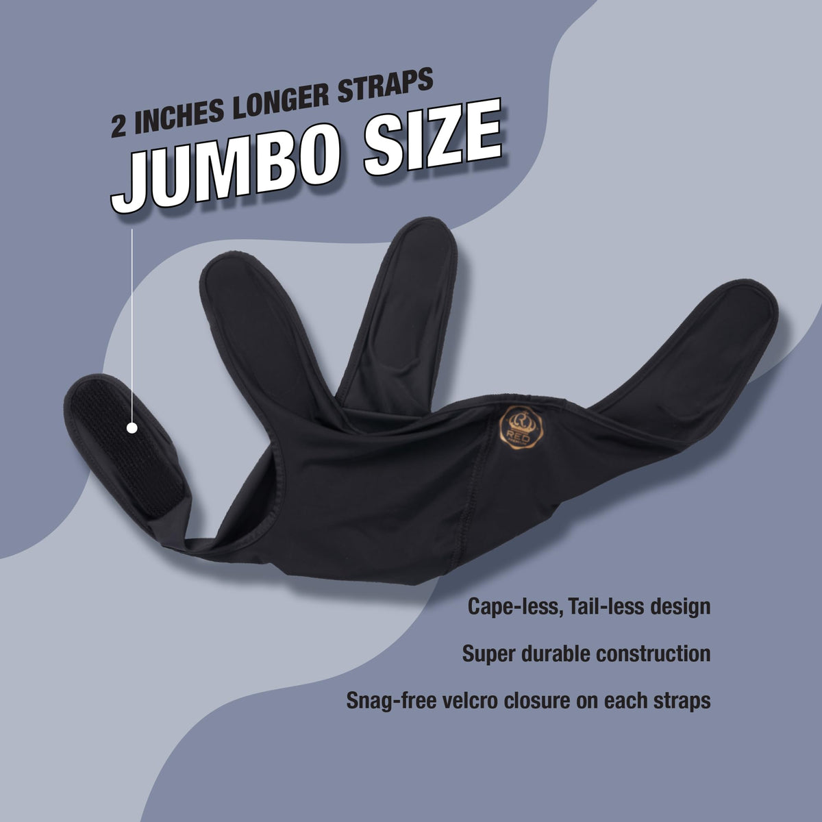 Red by Kiss durag next to ruler showing jumbo size for long or voluminous hair benefit