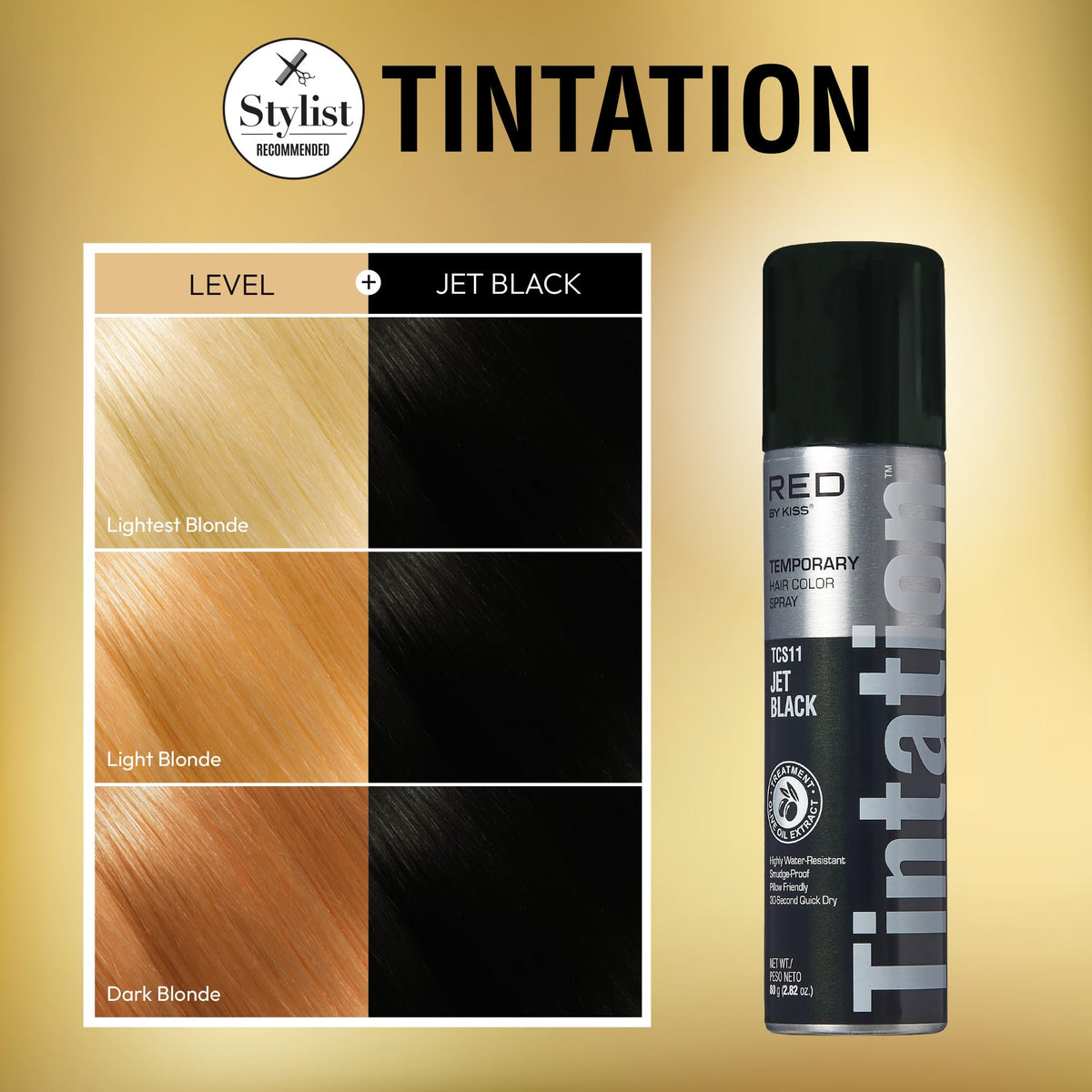 Red by Kiss spray texture on hair illustrating seamless blend and natural-looking coverage
