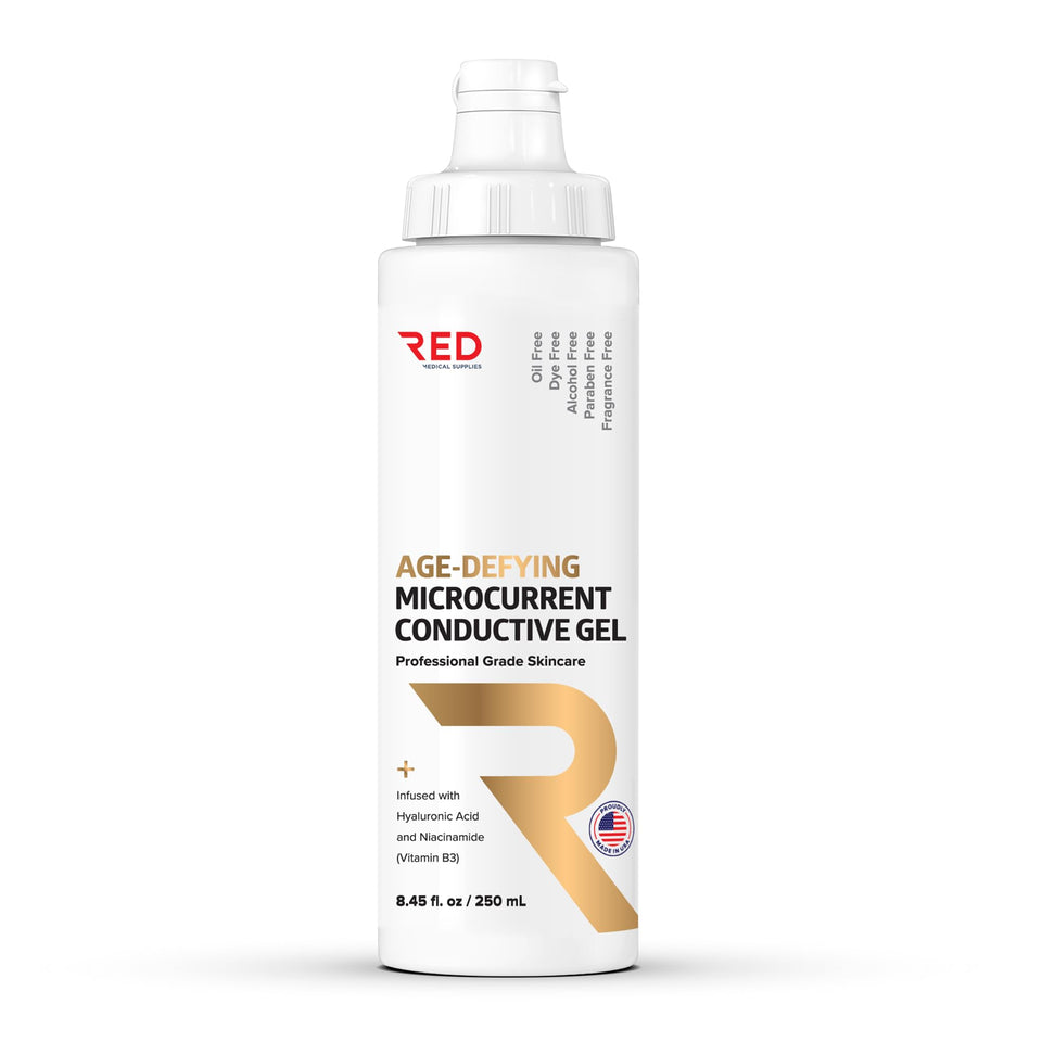 RED Medical Supplies front packaging showing bottle and label, clear branding benefit