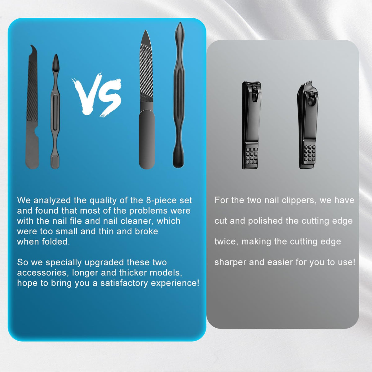RedFlow cuticle tools and scissors arranged for safe grooming