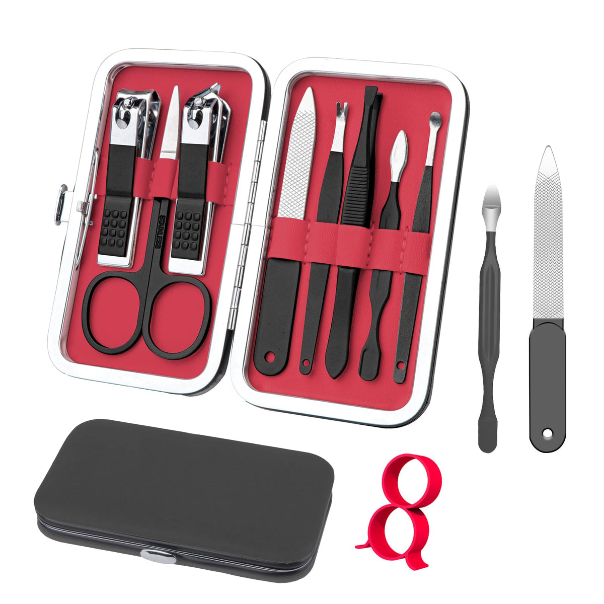 RedFlow front packaging black case showing compact travel convenience