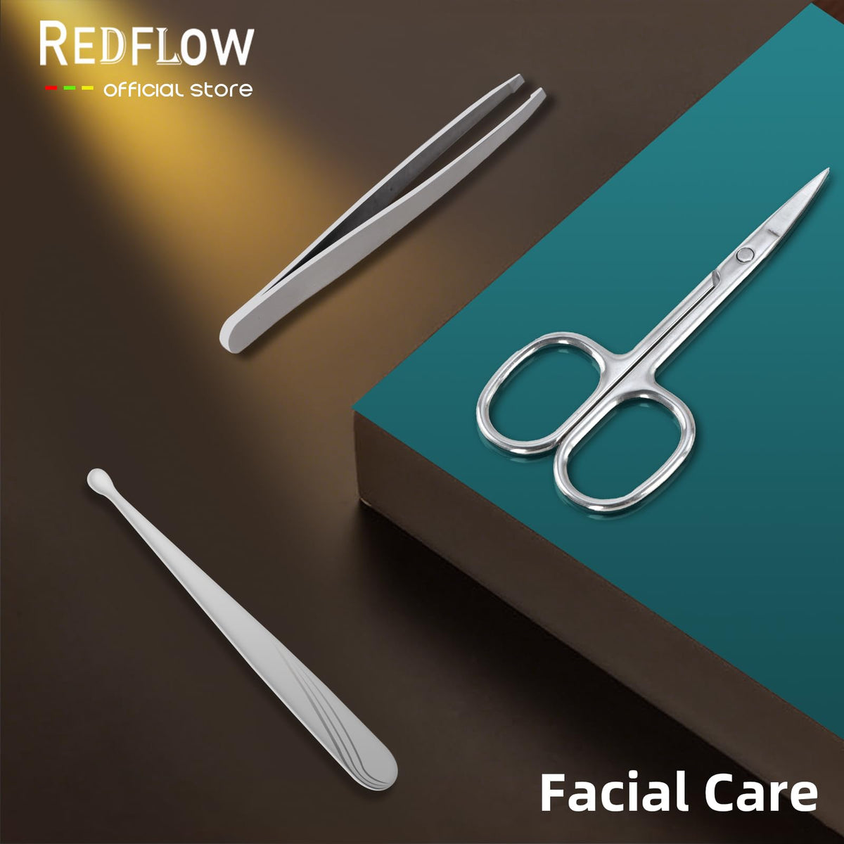 RedFlow manicure kit staged in bathroom for easy at-home grooming