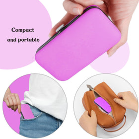 RedFlow size comparison with hand showing compact scale, travel-friendly benefit