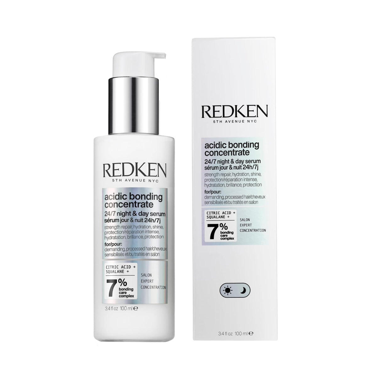 Redken bottle front view showing branding and repair purpose