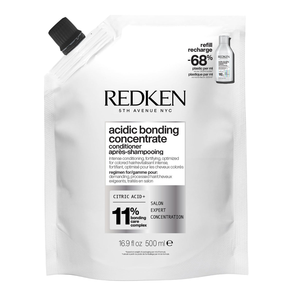 Redken front packaging shows label and benefits for strength repair
