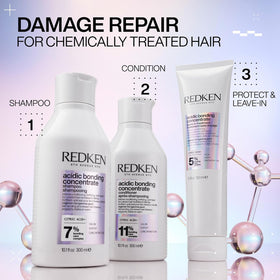 Redken label close-up highlighting Bonding Care Complex ingredients