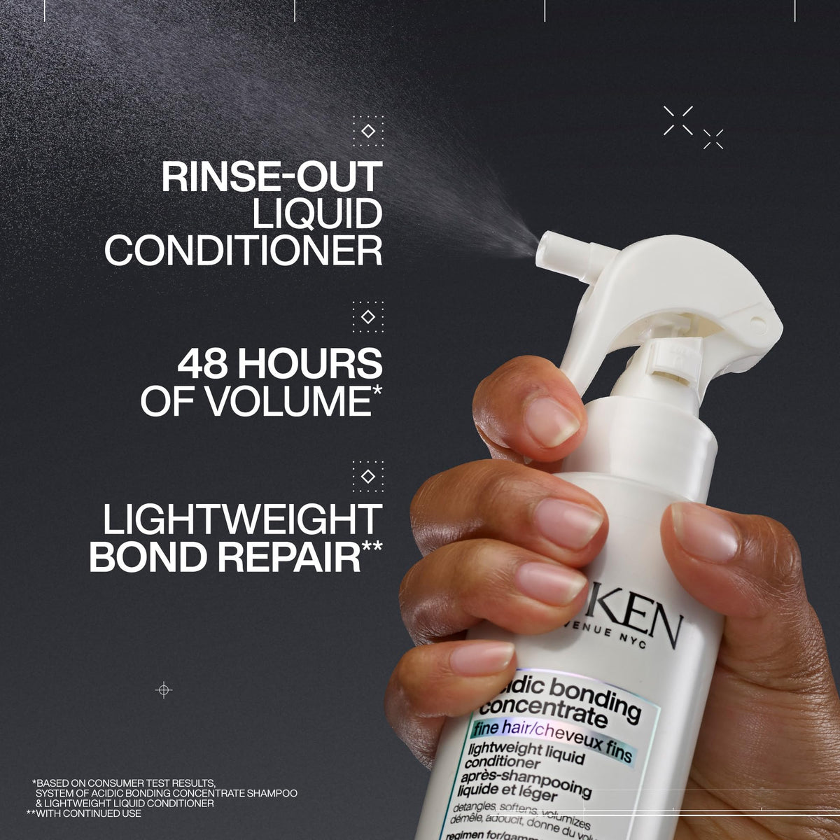 Redken spray nozzle close-up illustrating easy mist application benefit