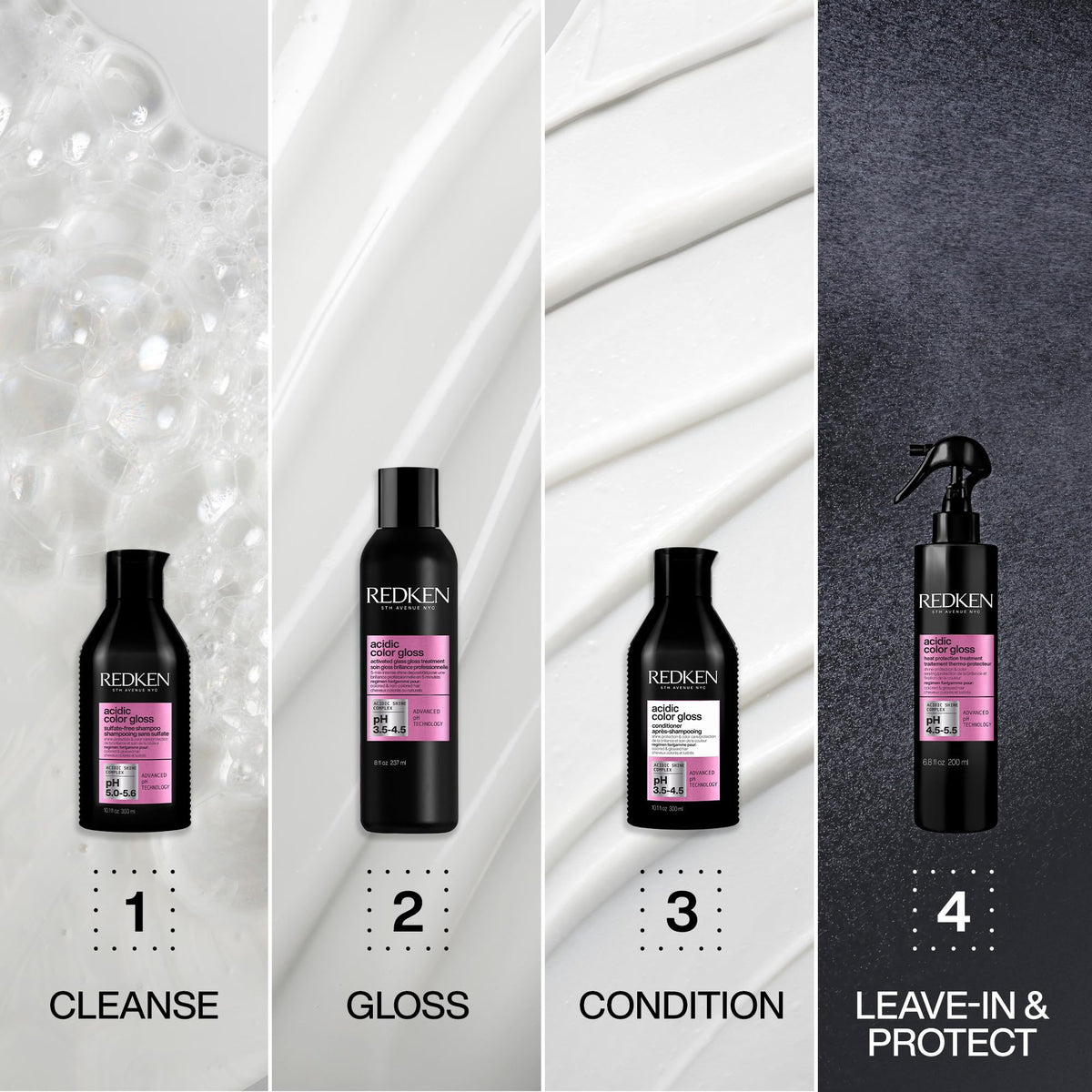 redken conditioner paired with Glass Gloss Treatment for enhanced shine