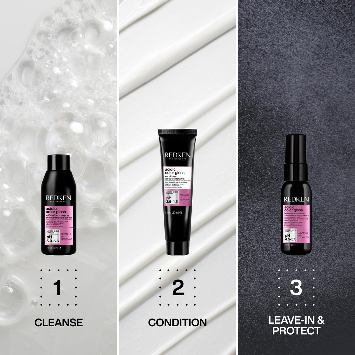 Redken product texture close-up highlighting lightweight formula and shine