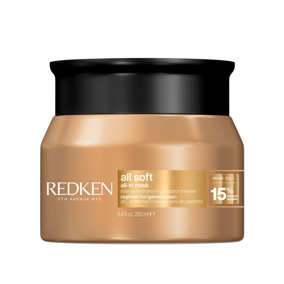 Redken All Soft jar front view showing product and hydration benefit