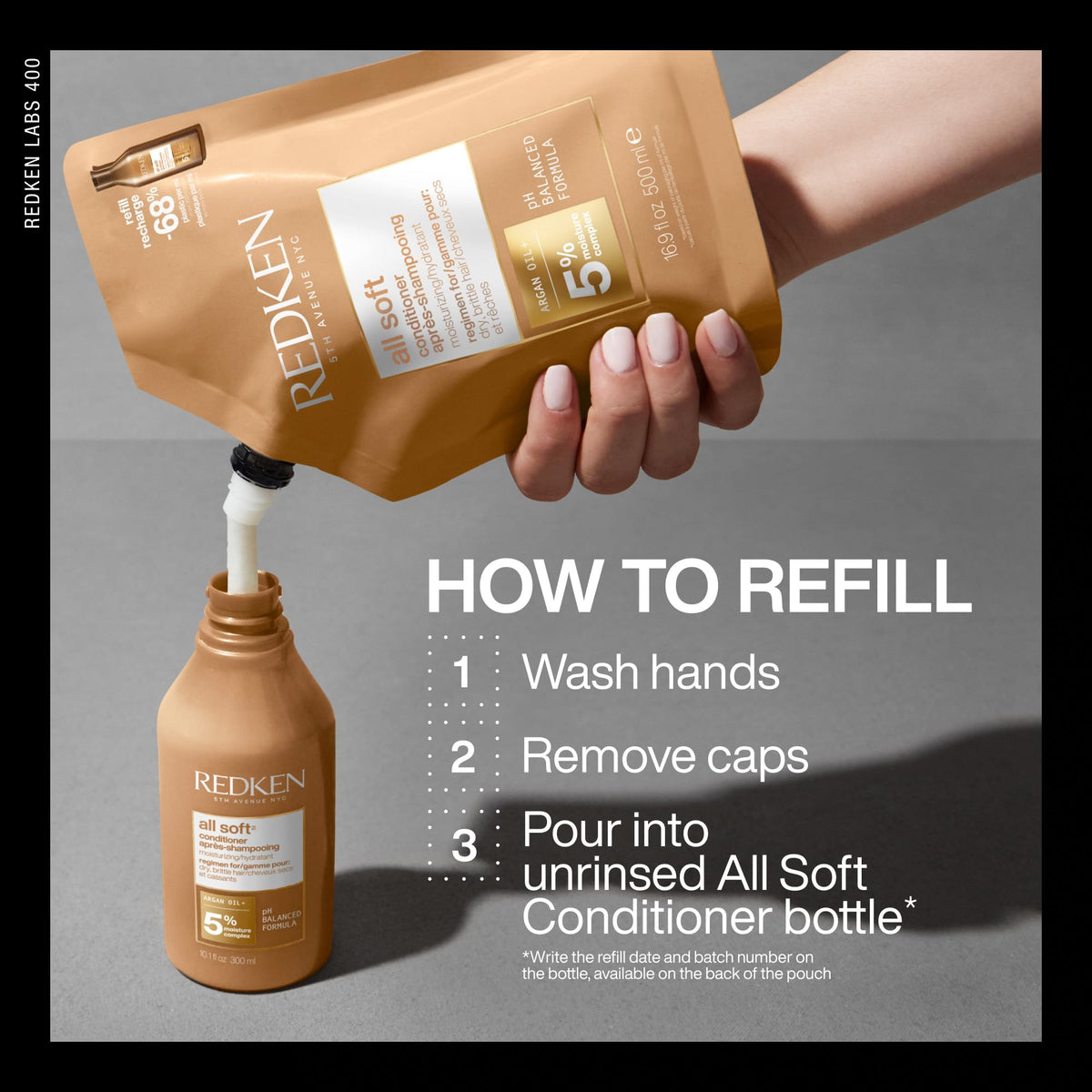 Redken hair after use showing detangled, soft, and shiny finish