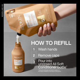 Redken hair after use showing detangled, soft, and shiny finish
