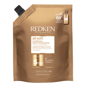 Redken refill packaging front view shows sustainable benefits and convenience