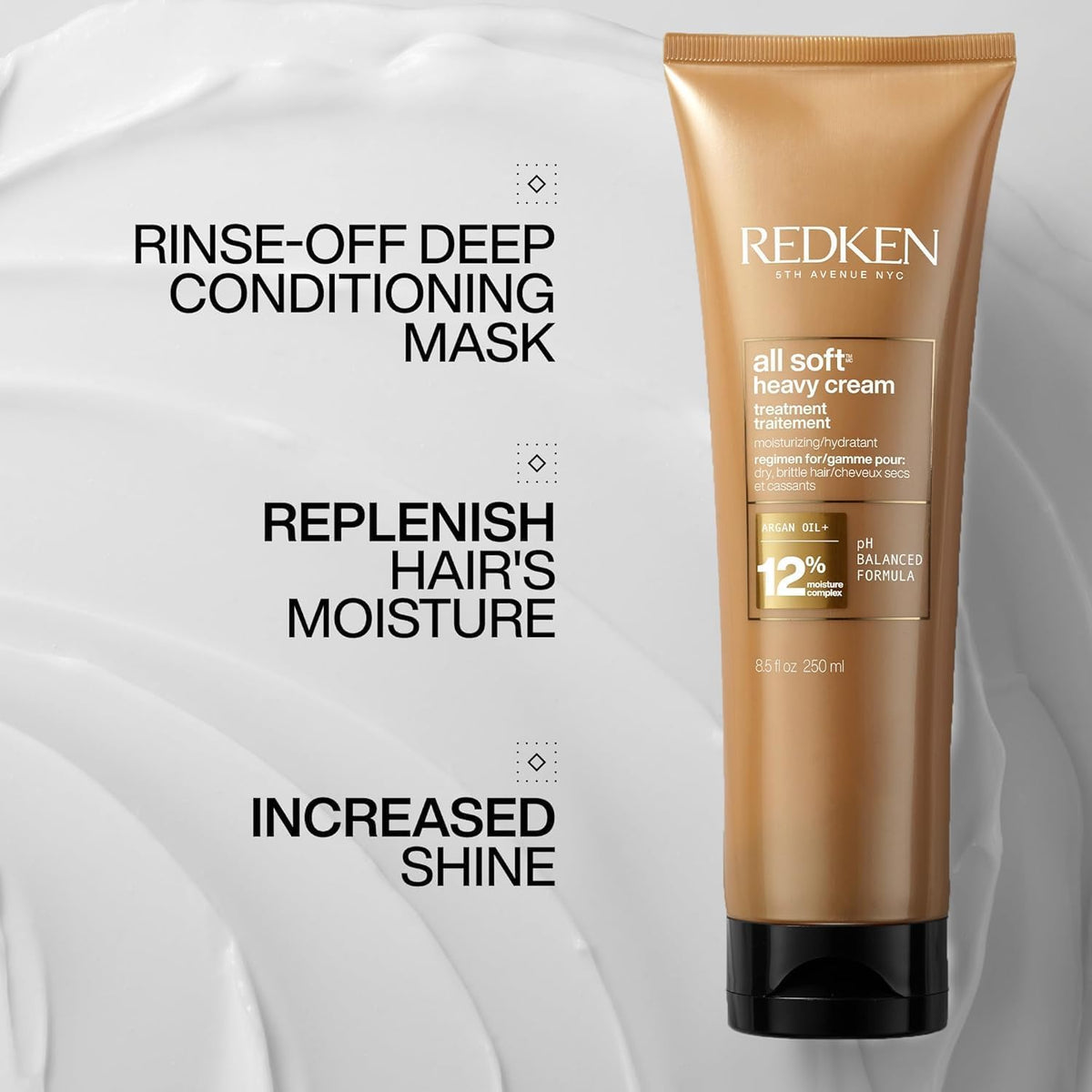 redken close-up of creamy texture demonstrating rich moisture delivery and smooth application
