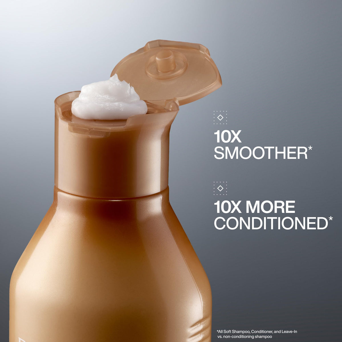 Redken All Soft pump nozzle and label for easy dispensing and salon control