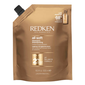 Redken All Soft refill front view showing packaging and sustainable benefit