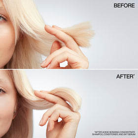 Redken applying serum to mid-lengths and ends to demonstrate targeted repair