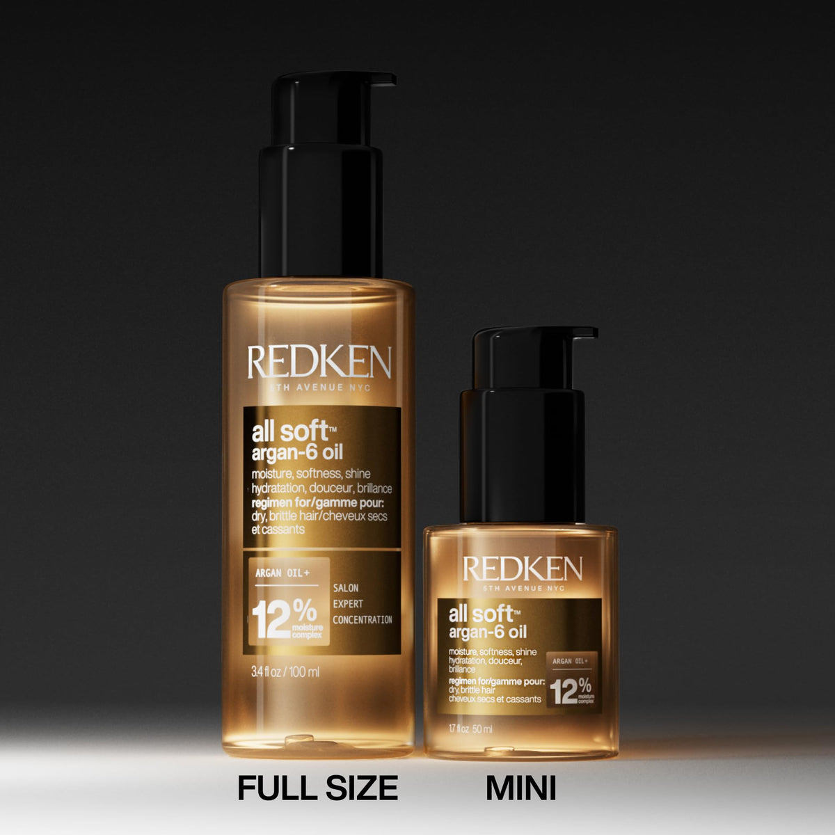 Redken All Soft Argan-6 applied to damp hair demonstrating detangling and smoothness