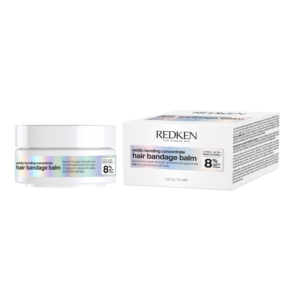 Redken bandage balm front packaging showing product and benefit