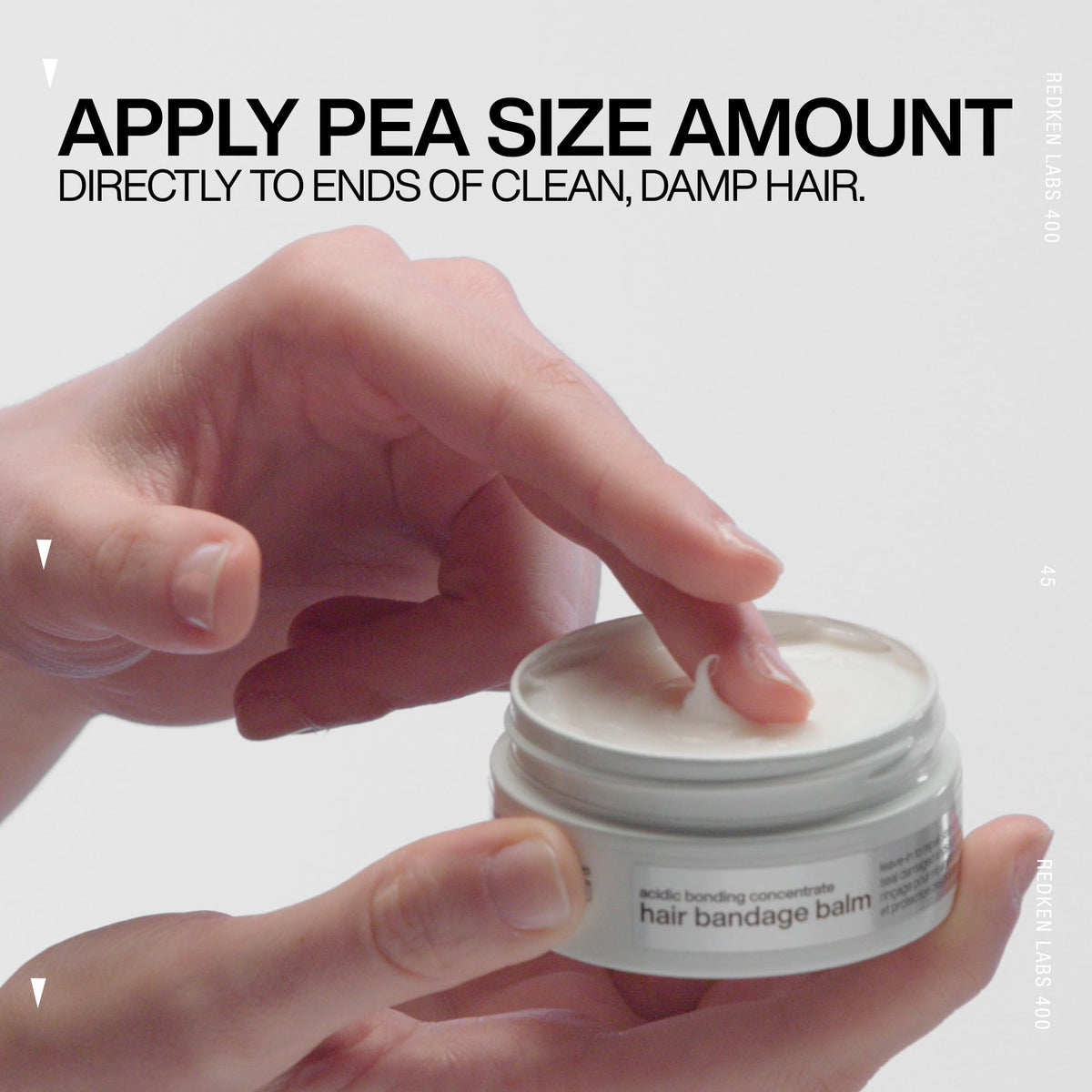 Redken bandage balm label with ingredients highlighting bond support