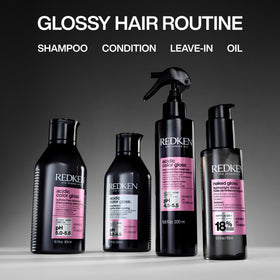 Redken before and after color shine revealing improved gloss and vibrancy