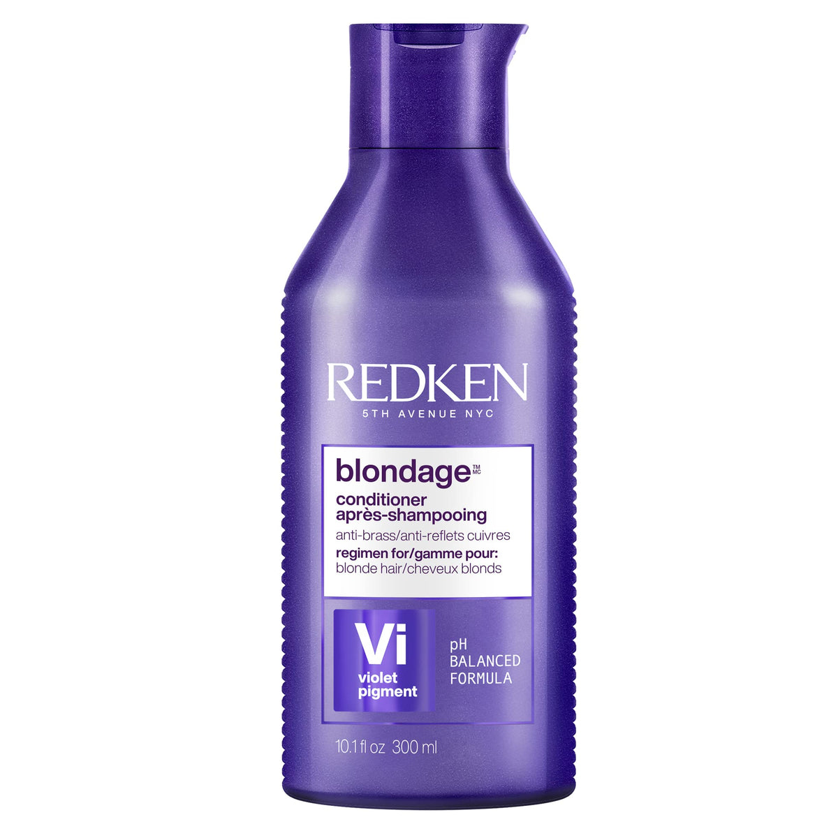 Redken Blondage front bottle showing label and purple conditioner benefit