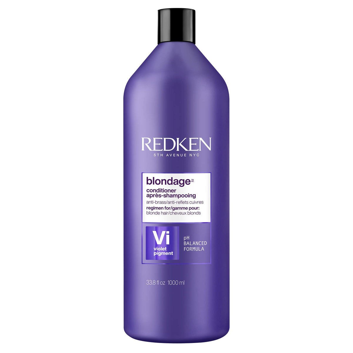 Redken Blondage front bottle showing purple conditioner and brand for salon results