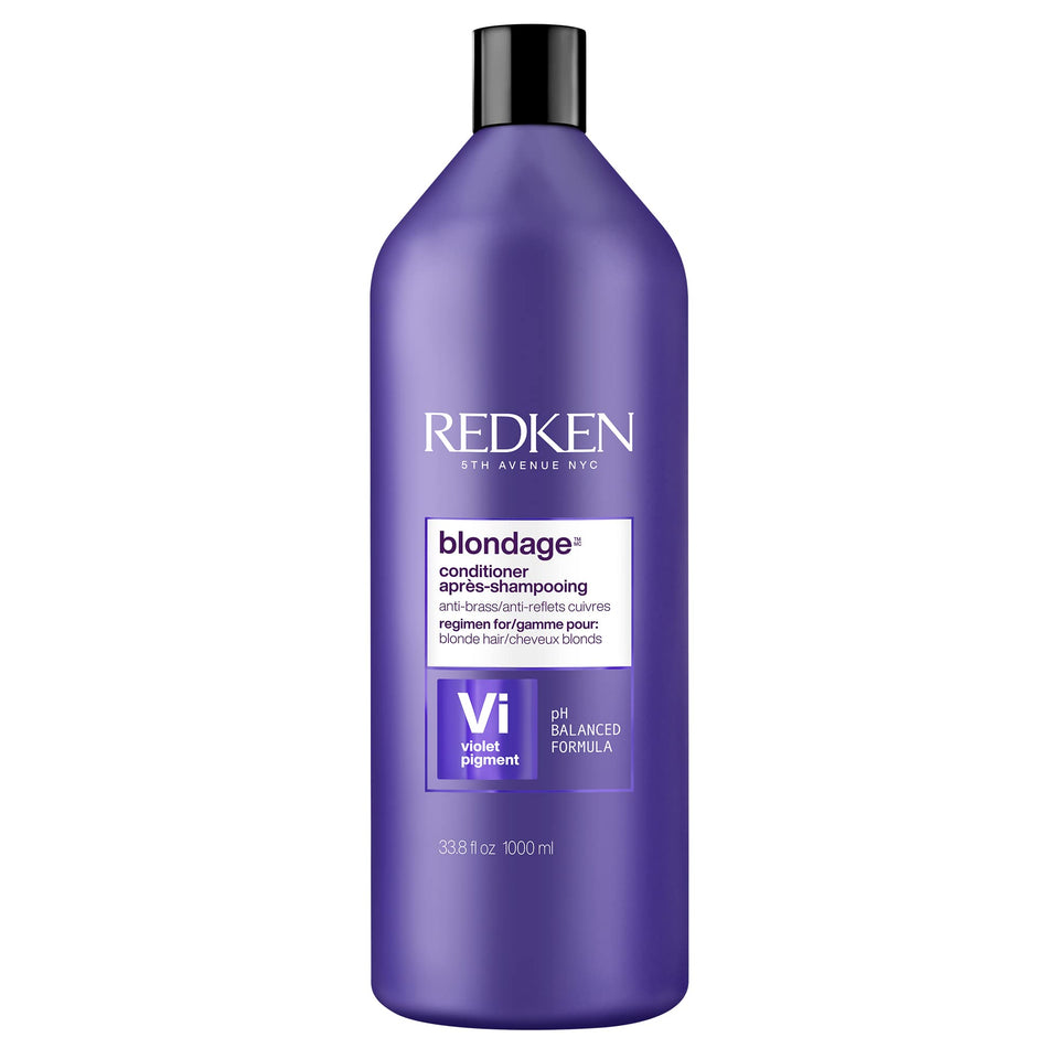 Redken Blondage front bottle showing purple conditioner and brand for salon results