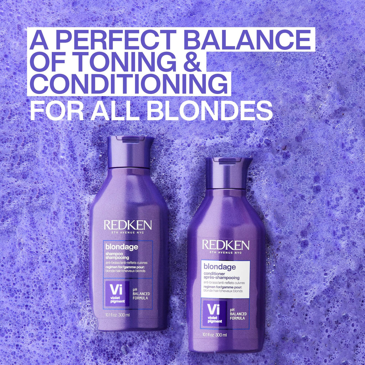 Redken Blondage on blonde hair after conditioning showing cooler tone benefit
