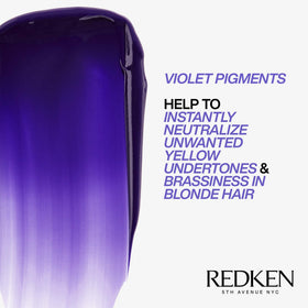 Redken Blondage on a bathroom shelf in lifestyle scene promoting salon-quality at-home care