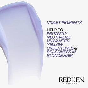 Redken Blondage bottle next to ruler for size reference and travel convenience